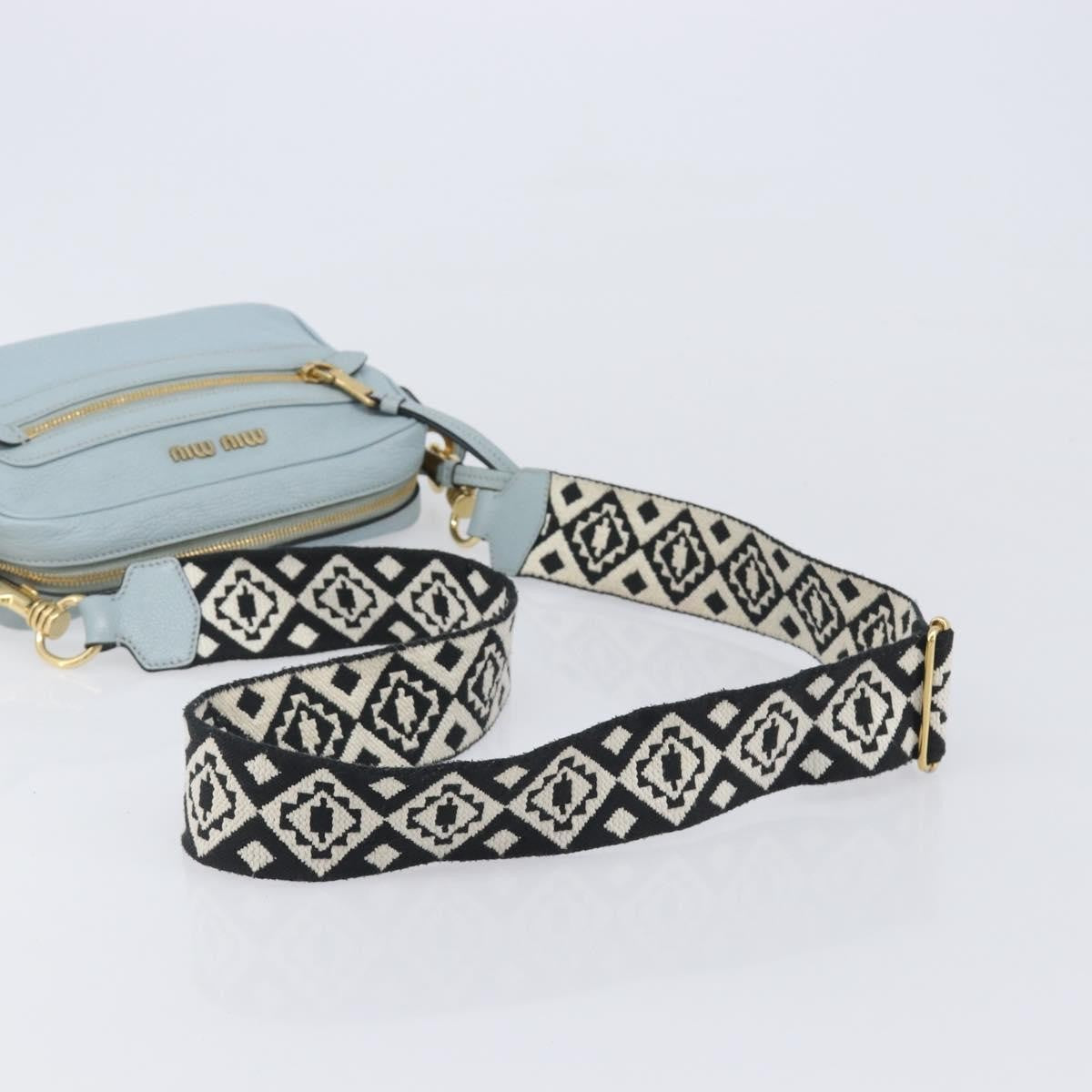 Miu Miu Madras Zip Pocket Leather, Blue, Leather, Crossbody Bag