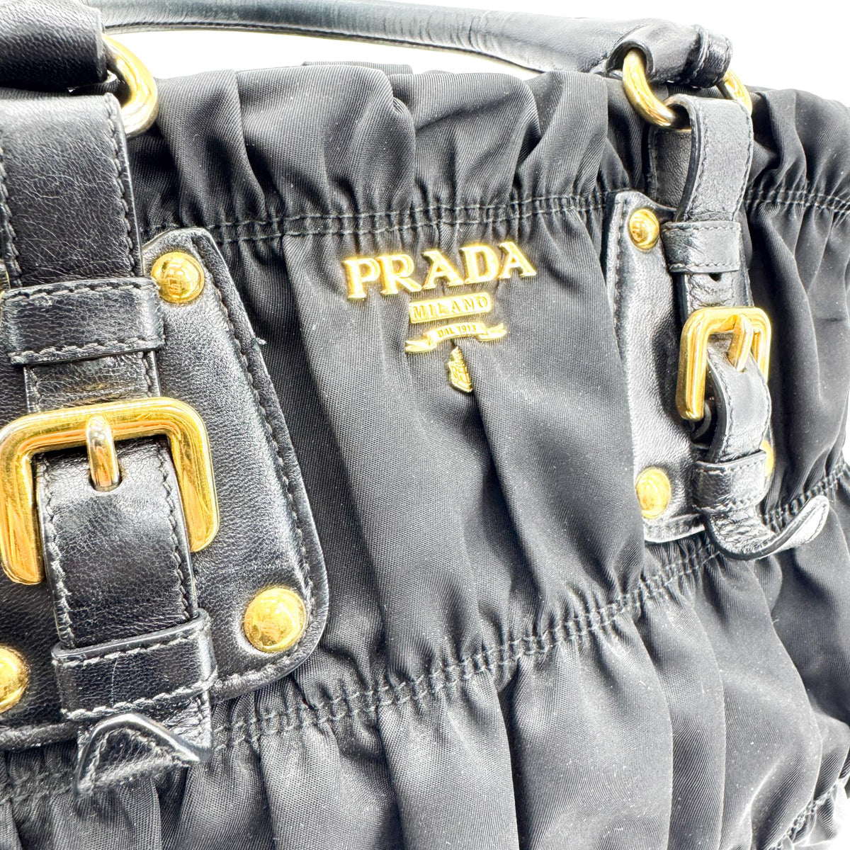 Prada Gaufre Convertible Leather and Tessuto, Black, Nylon, Tote Bag