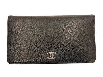 Chanel Bi-Fold Wallet Leather, Black, Leather, Wallet