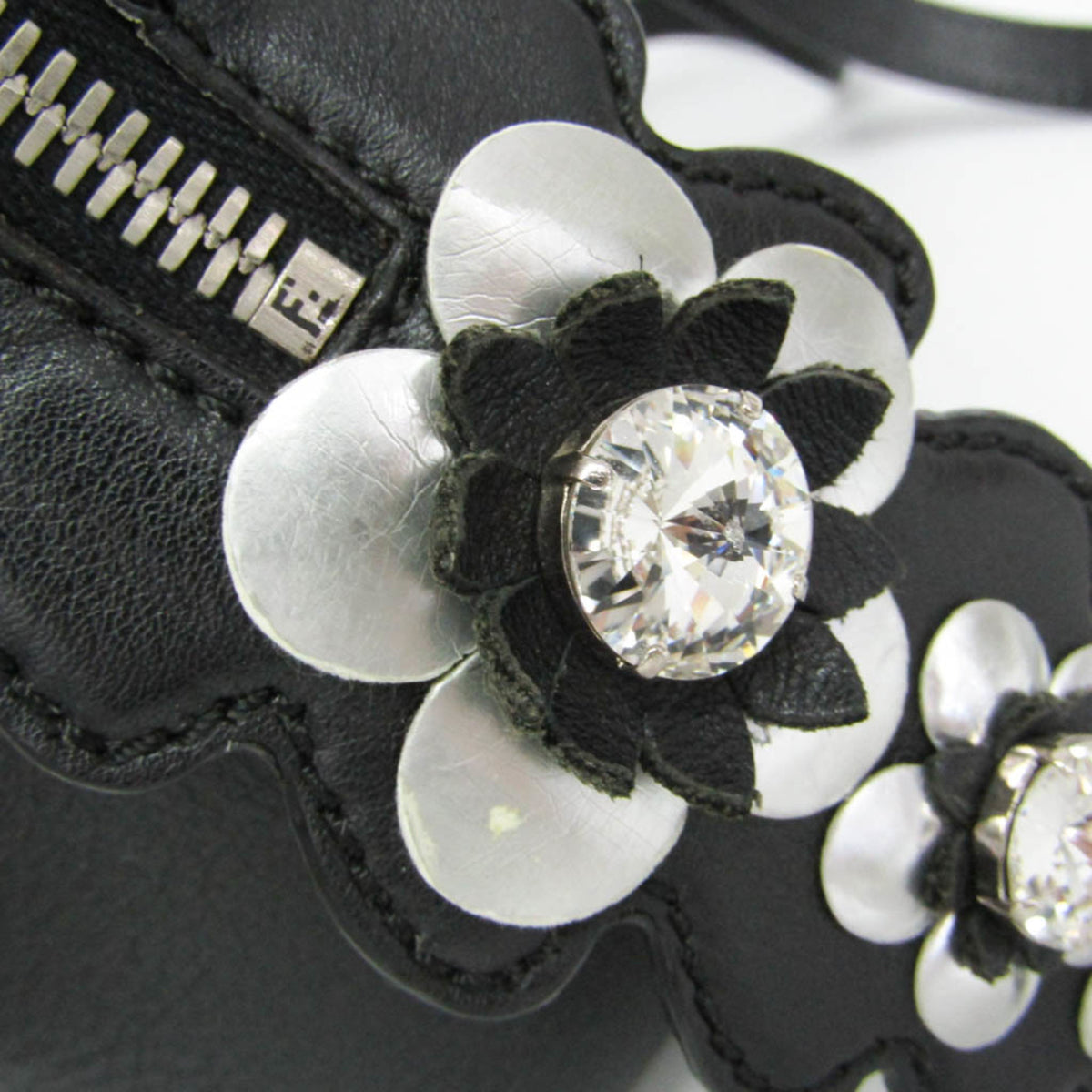 Fendi By The Way Leather with Crystals, Black, Leather, Backpack