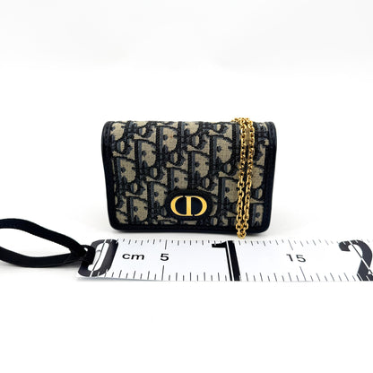 Christian Dior 30 Montaigne Nano Convertible Belt Oblique Canvas, Navy, Canvas, Clutch