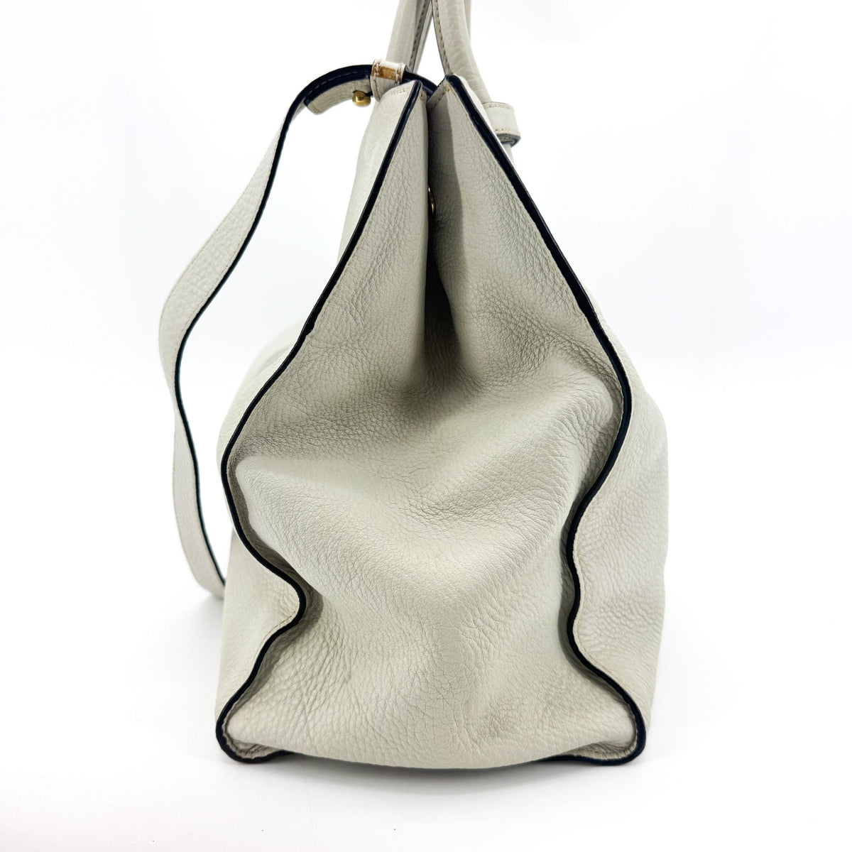 Prada Convertible Shopper Tote Vitello Daino, Gray, Leather, Tote Bag