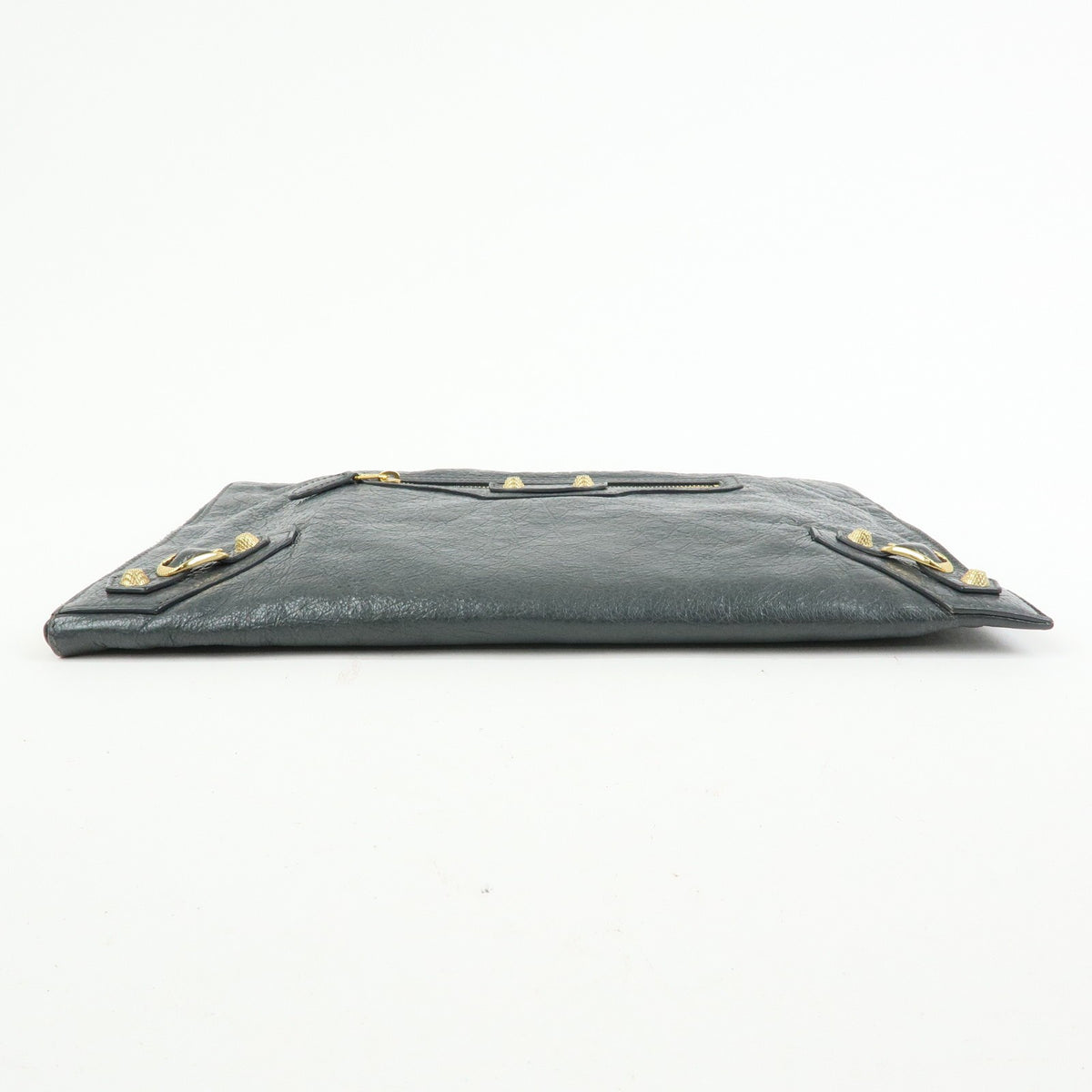 Balenciaga Zip Around Giant Studs Clutch Leather, Gray, Leather, Clutch