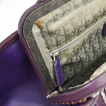 Christian Dior Plisse Frame Pleated Leather, Purple, Leather, Handbag