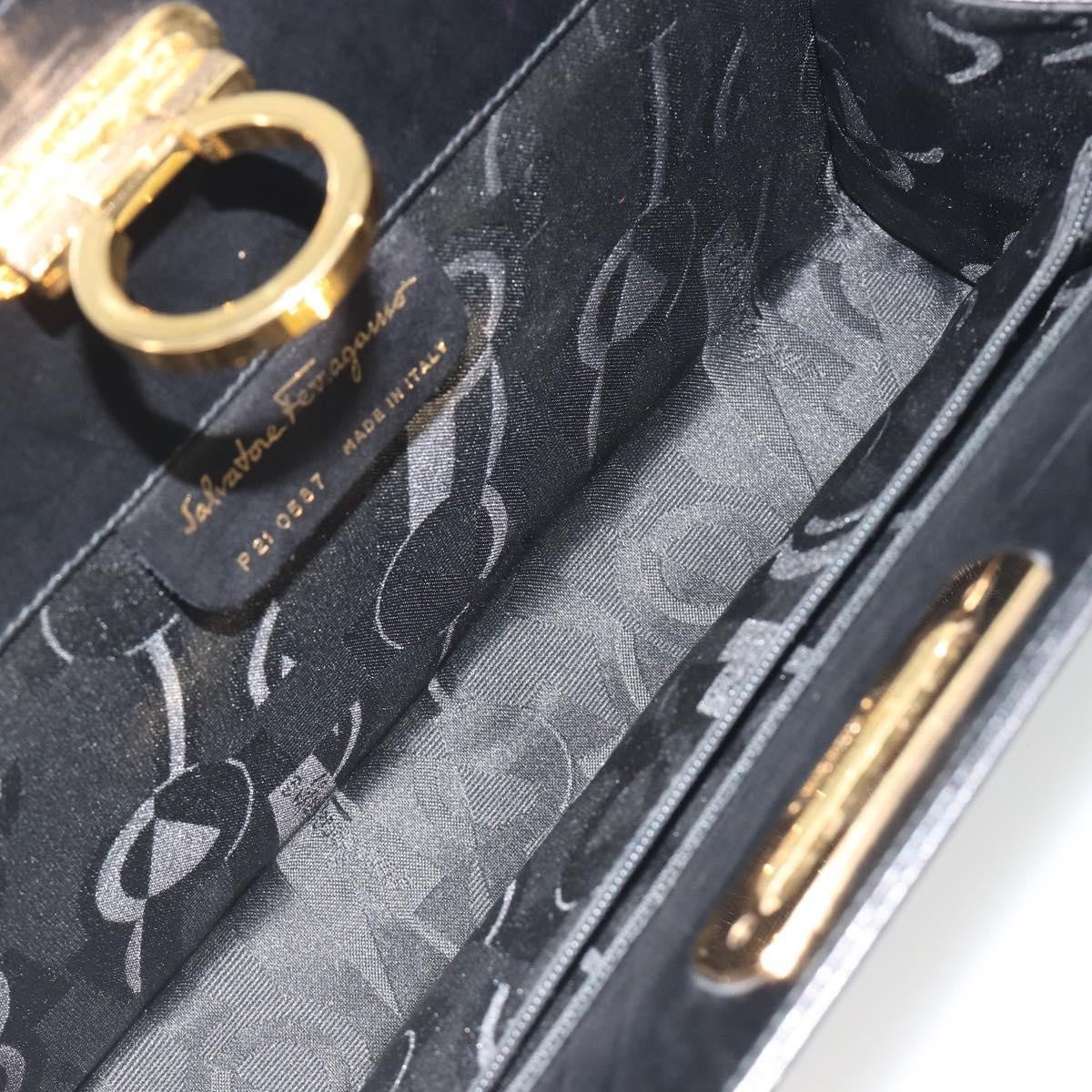 Salvatore Ferragamo Vintage Gancini Chain Leather, Black, Leather, Shoulder Bag