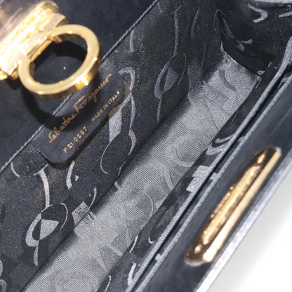 Salvatore Ferragamo Vintage Gancini Chain Leather, Black, Leather, Shoulder Bag