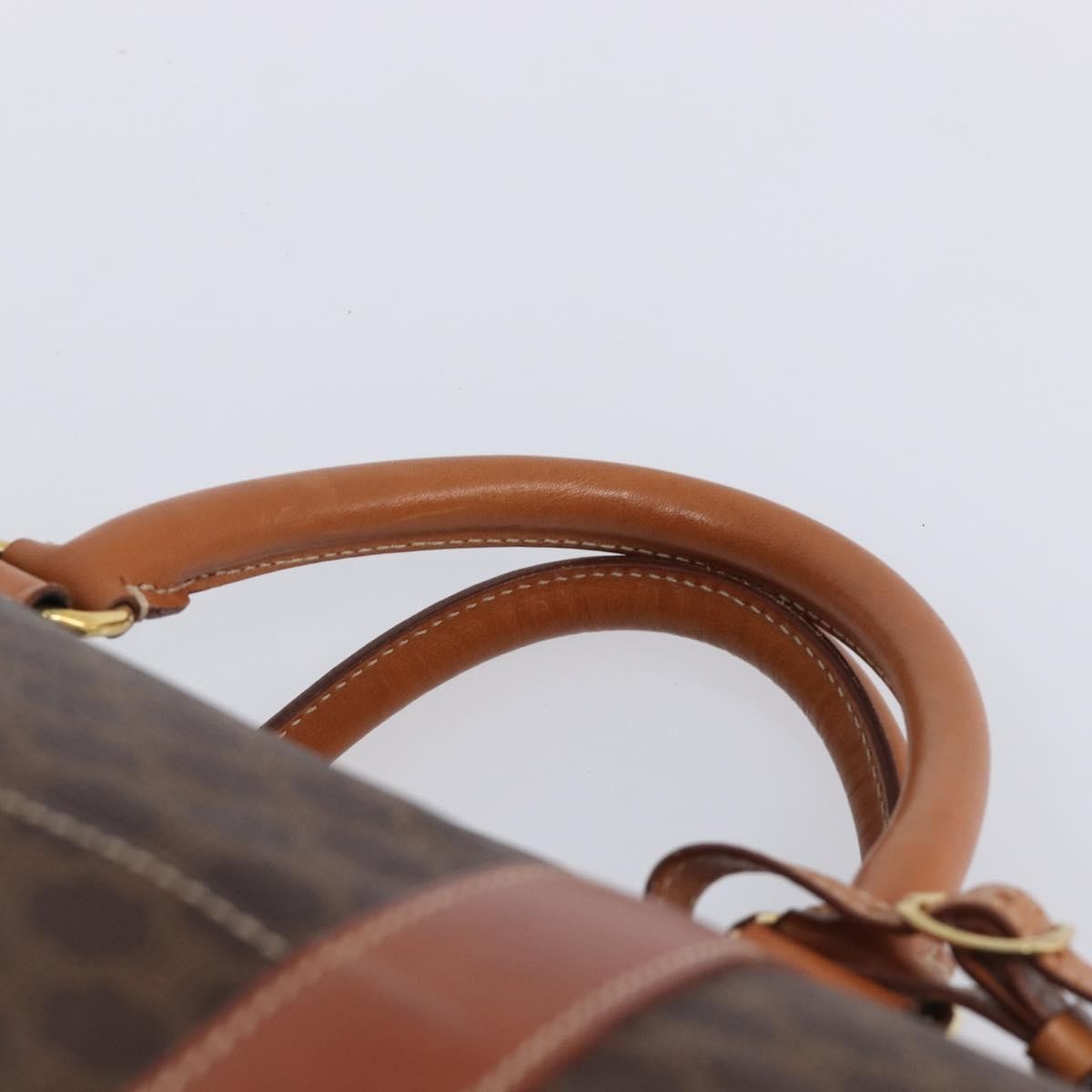 Celine Boston Triomphe Coated Canvas, Brown, Canvas, Handbag