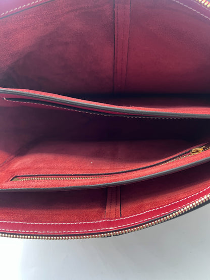 Celine Tri-Fold Shoulder Bag Smooth Calfskin, BURGUNDY, LEATHER, Shoulder bag