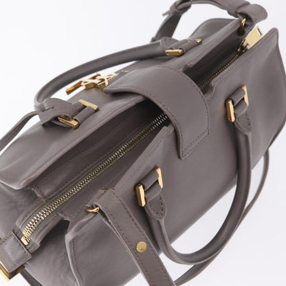 Saint Laurent Monogram Cabas Leather, Gray, Leather, Tote Bag