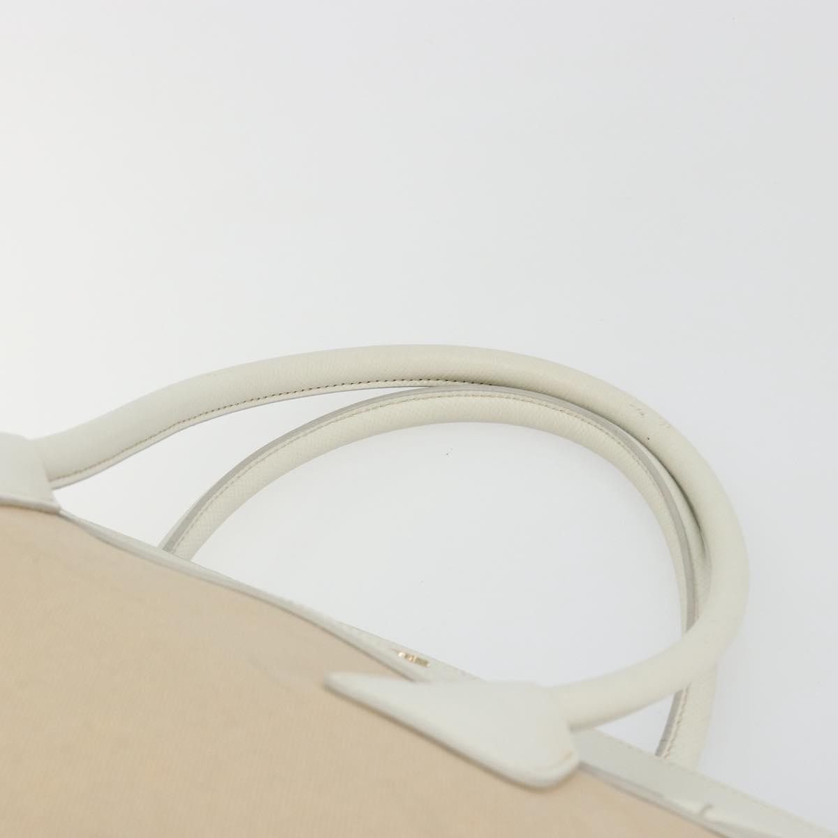 Prada Cuir Frame Convertible Canvas and Saffiano Leather, Beige, Canvas, Tote Bag