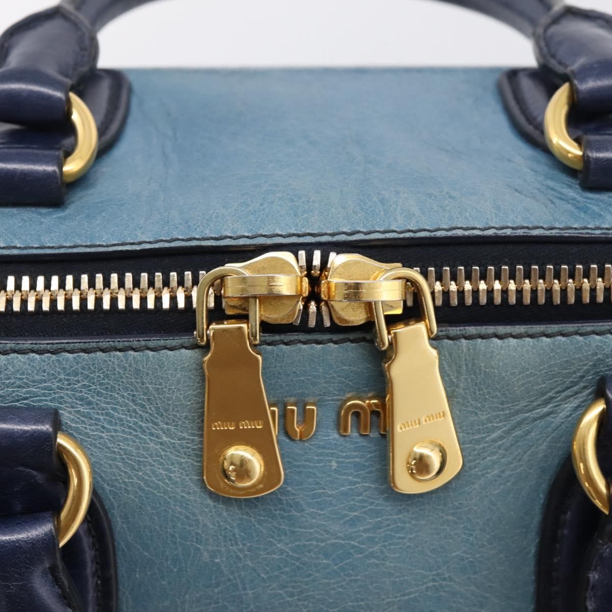 Miu Miu Beau Top Handle Leather, Navy, Leather, Handbag