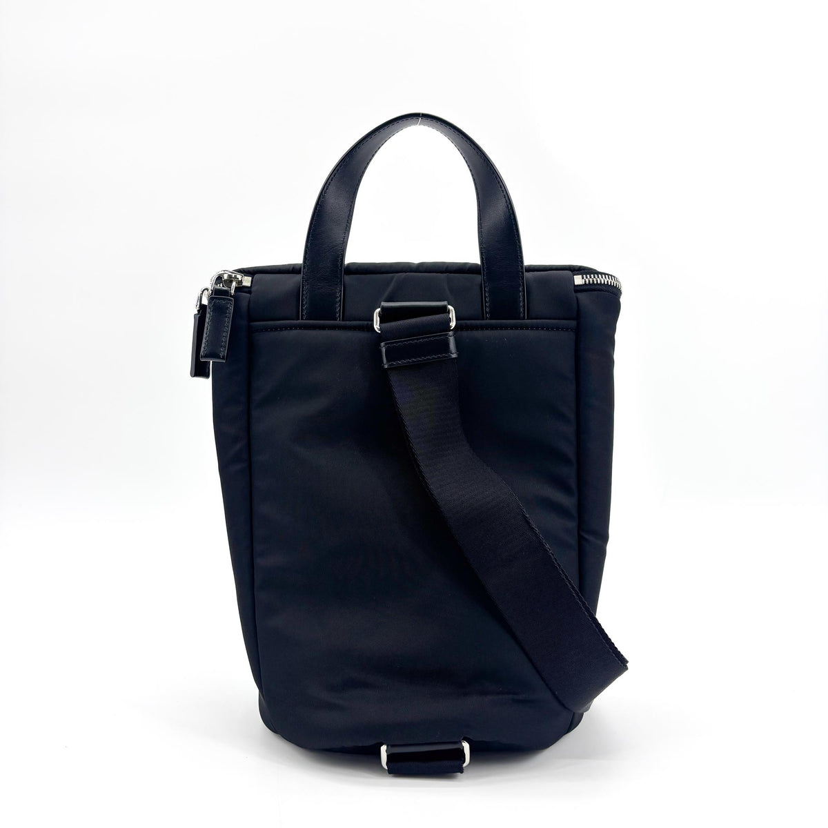 Prada Triangle Zip Sling Re-Nylon with Leather, Black, Nylon, Backpack