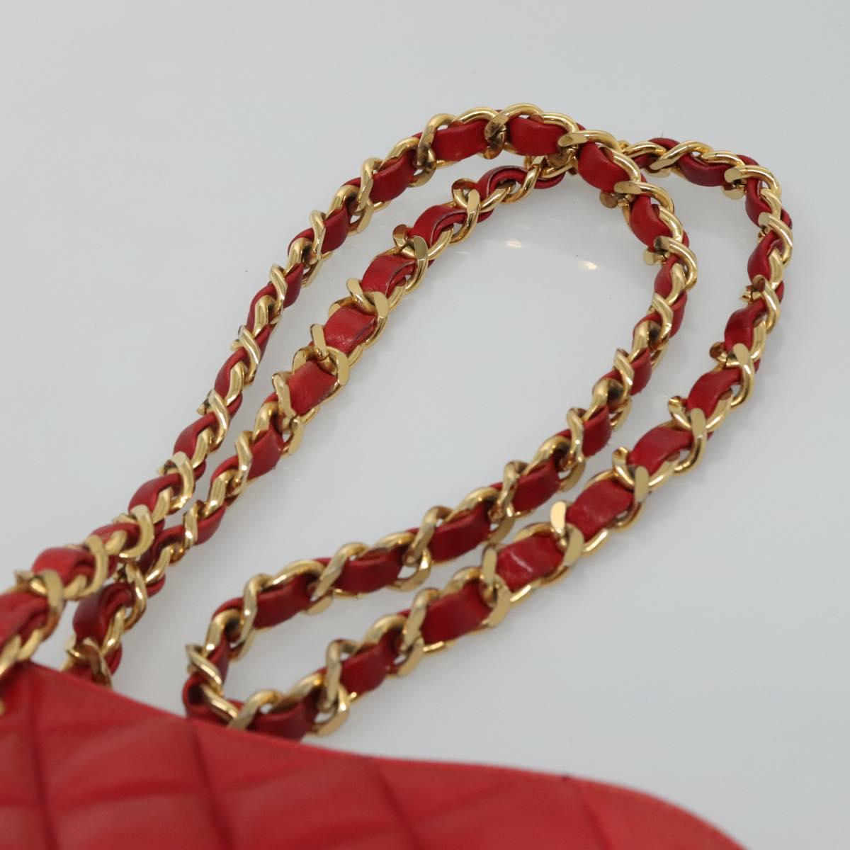 Chanel Chanel vintage cc chain leather, RED, LEATHER, Shoulder bag