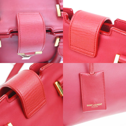 Saint Laurent Classic Y Cabas Leather, Red, Leather, Tote Bag