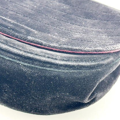 Chanel CC Half Moon Clutch Quilted Velvet, Black, Velvet, Clutch
