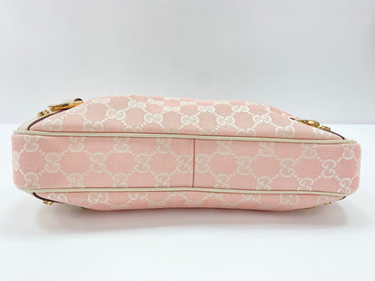 Gucci Abbey D-Ring Hobo GG Denim, Pink, Canvas, Shoulder Bag