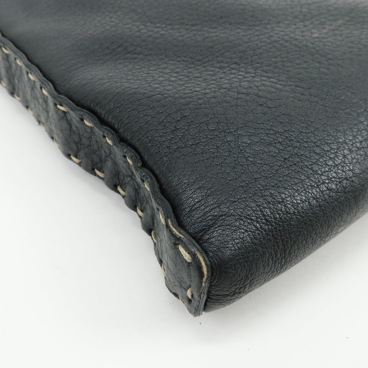 Fendi Vintage Selleria Zip Messenger Leather, Black, Leather, Handbag