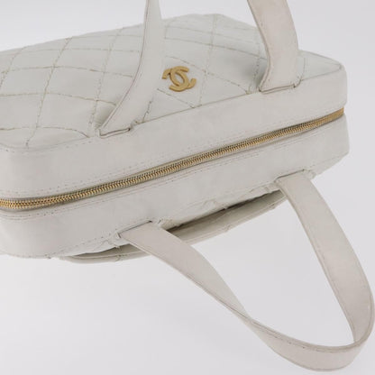 Chanel Vintage CC Zip Around Bowler Quilted Caviar, White, Leather, Handbag