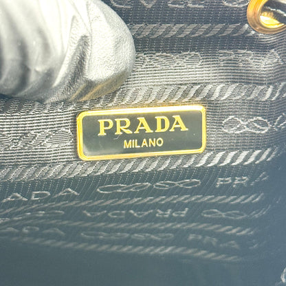 Prada Duet Drawstring Bucket Tessuto, Black, Canvas, Handbag