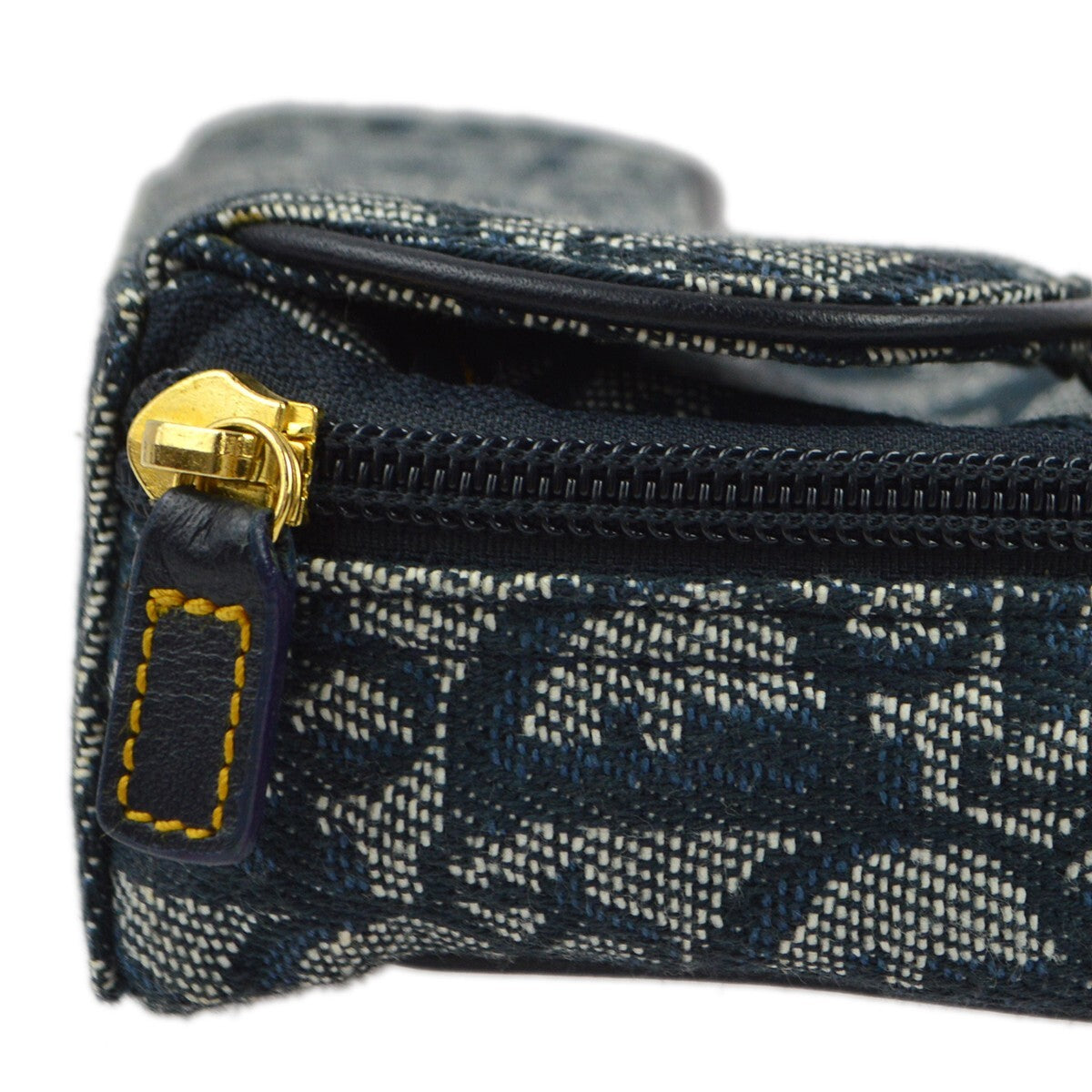 Christian Dior Saddle Zip Diorissimo Canvas, Navy, Canvas, Clutch
