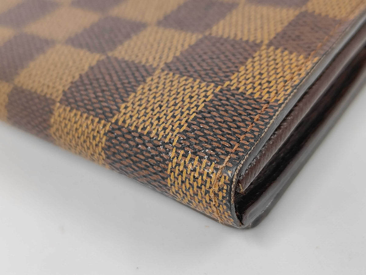 Louis Vuitton Porte Monnaie Tresor Damier, Brown, Canvas, Wallet