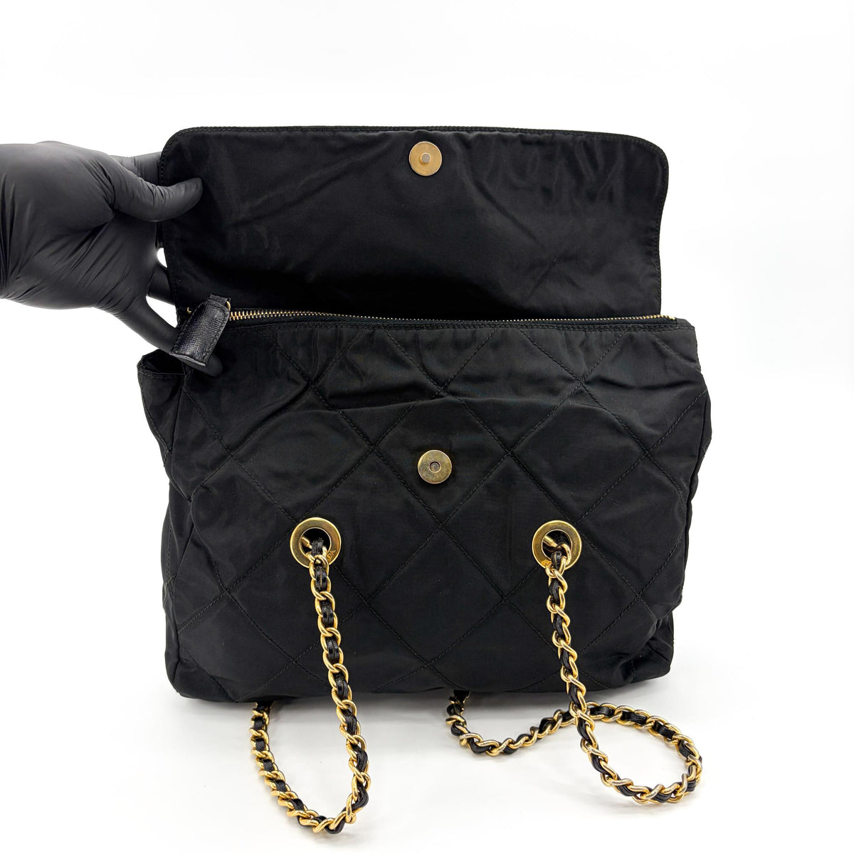 Prada Convertible Quilted Tessuto, Black, Nylon, Shoulder Bag