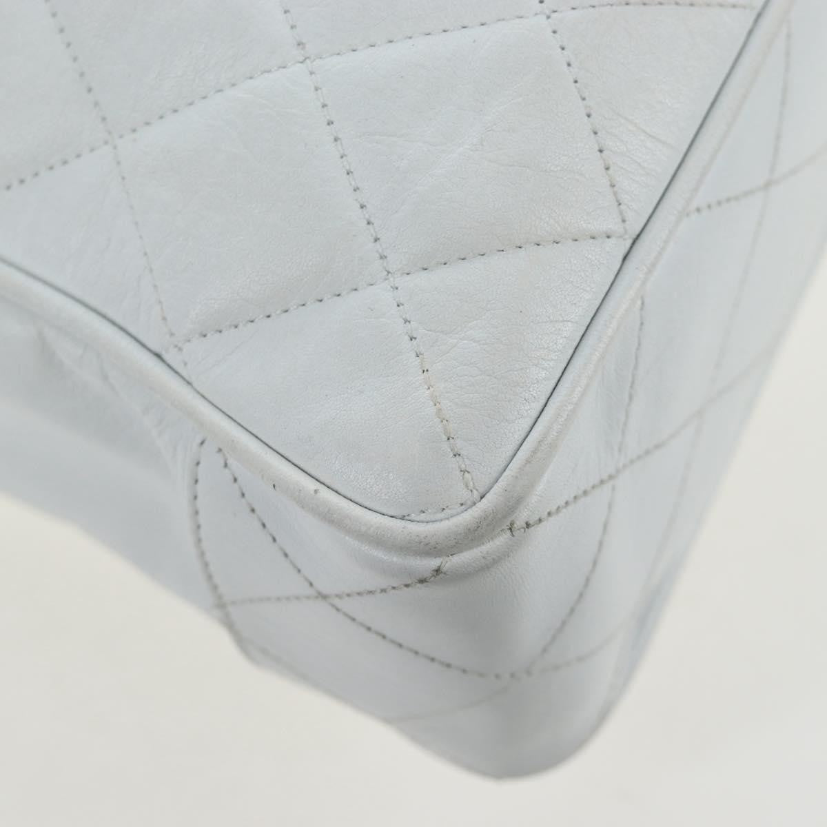 Chanel Shoulder Quilted Leather, White, Leather, Shoulder Bag