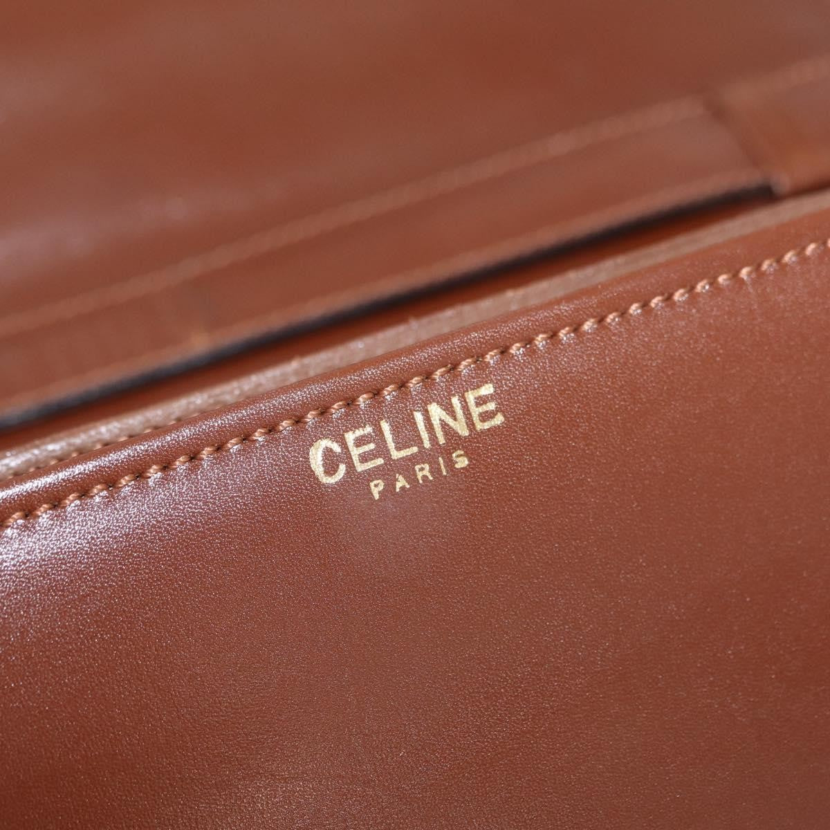 Celine Triomphe Leather, Brown, Leather, Shoulder Bag