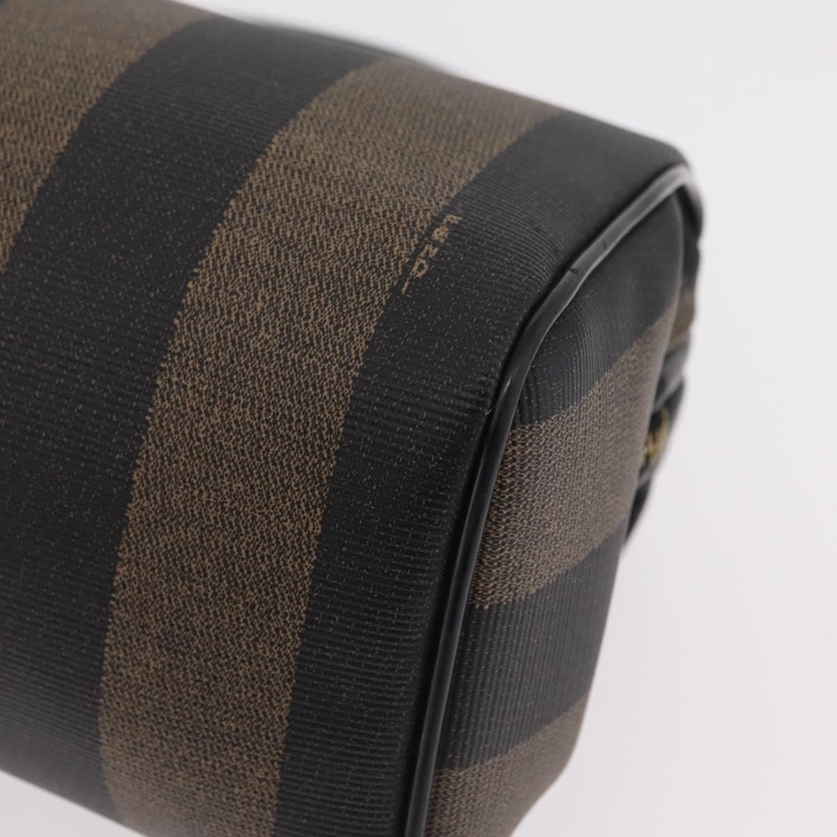 Fendi Vintage Pequin Boston Coated Canvas, Brown, Canvas, Handbag