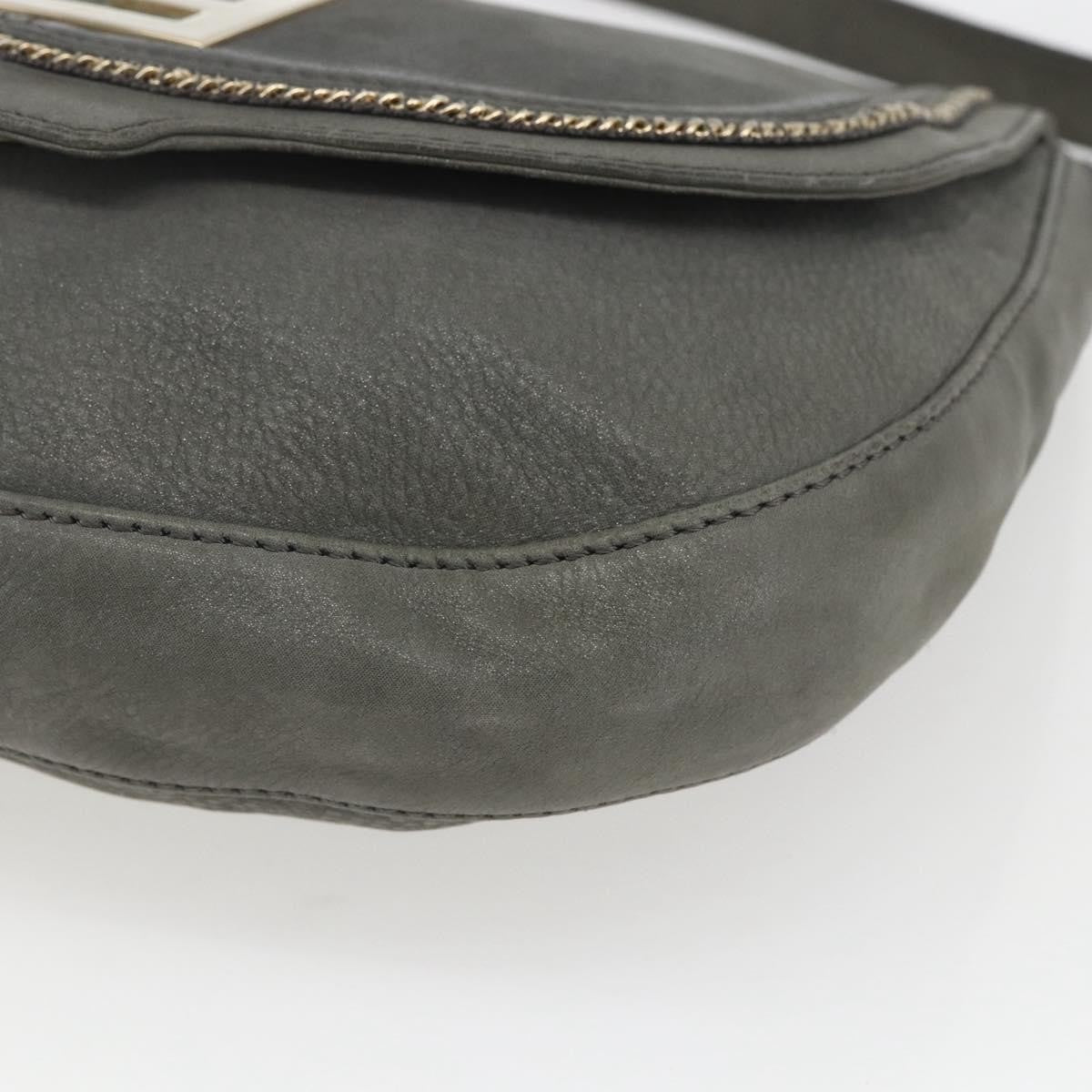 Fendi Shoulder Leather, Gray, Leather, Shoulder Bag