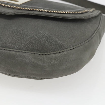 Fendi Shoulder Leather, Gray, Leather, Shoulder Bag