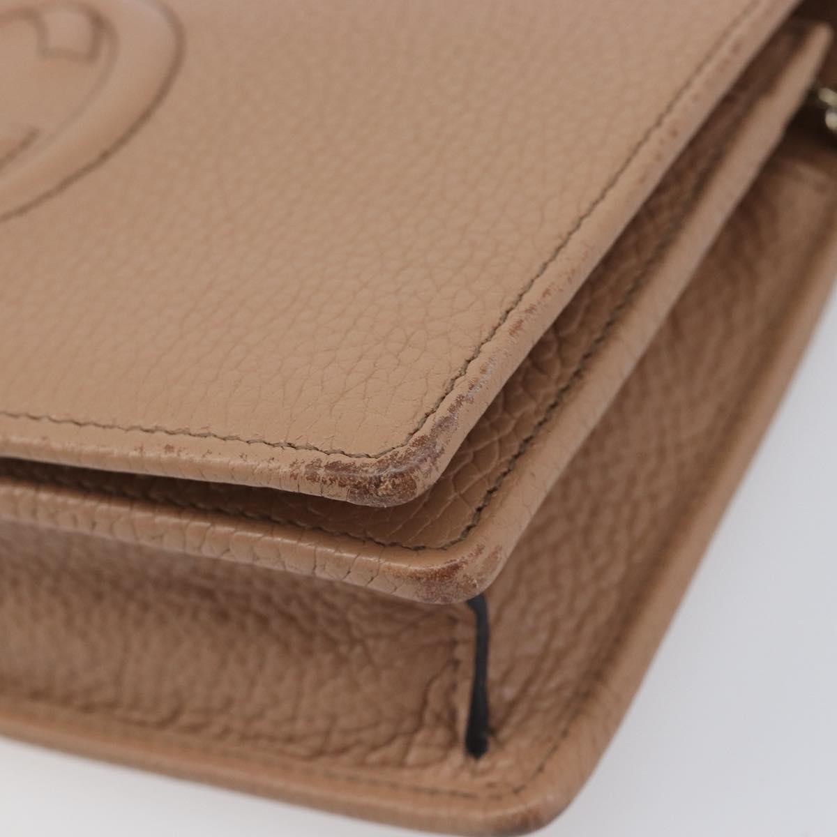 Gucci Soho Wallet on Chain Leather, Beige, Leather, Shoulder Bag