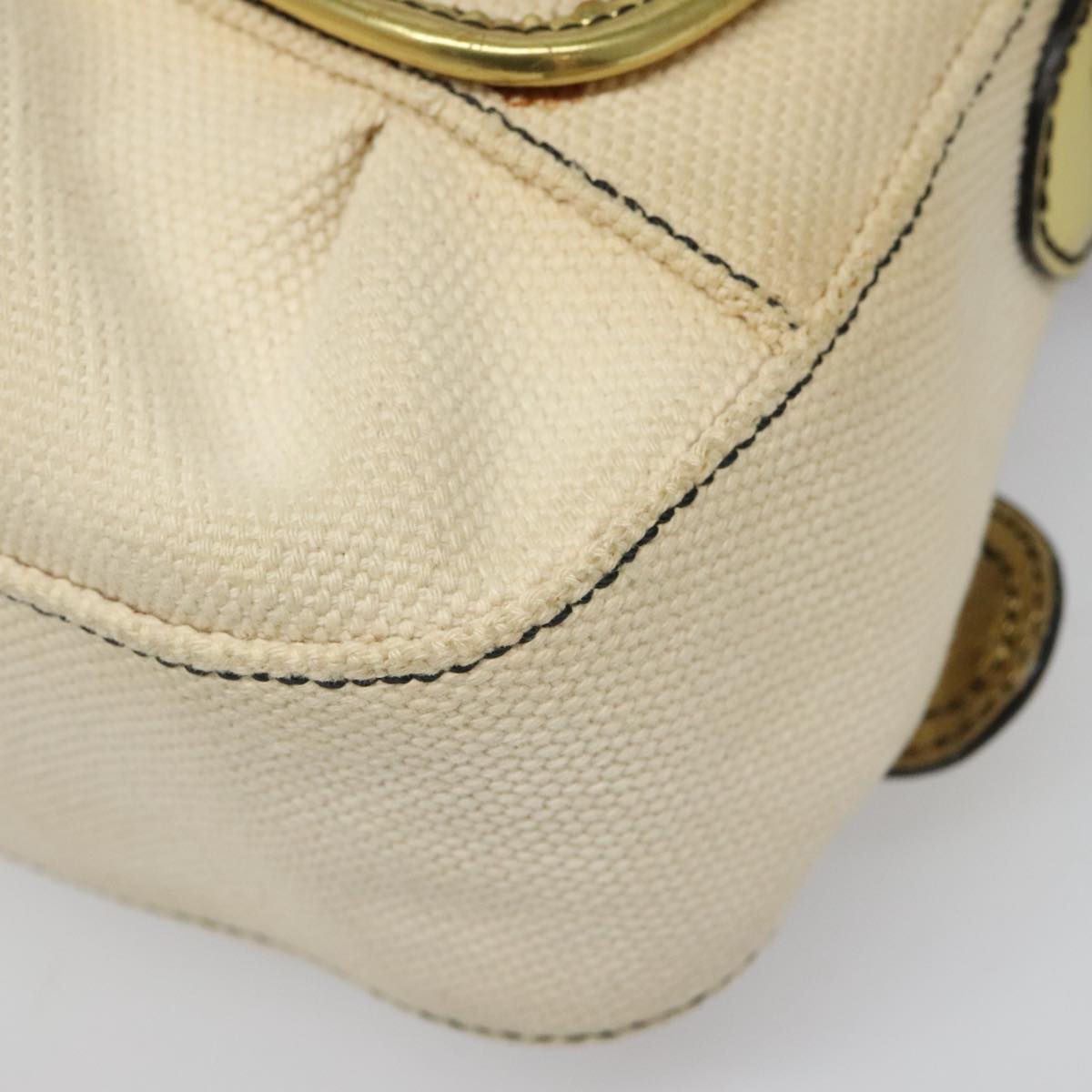 Fendi Chain Baguette Patent, Beige, Canvas, Shoulder Bag