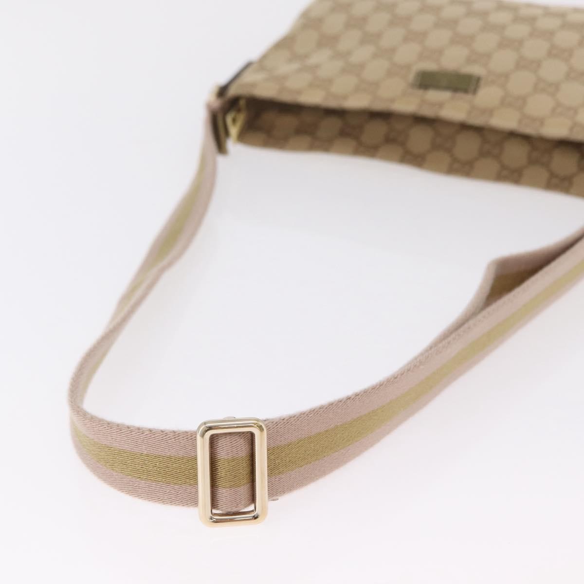 Gucci Web Strap Messenger GG Coated Canvas, Beige, Canvas, Handbag