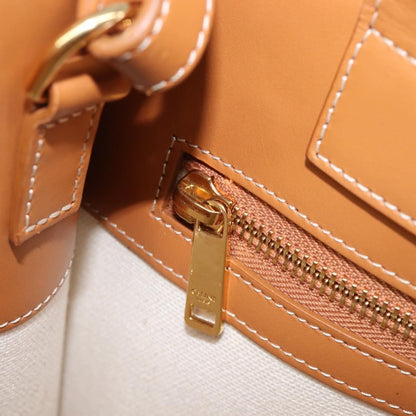 Celine Vertical Cabas Canvas with Leather, Beige, Canvas, Tote Bag