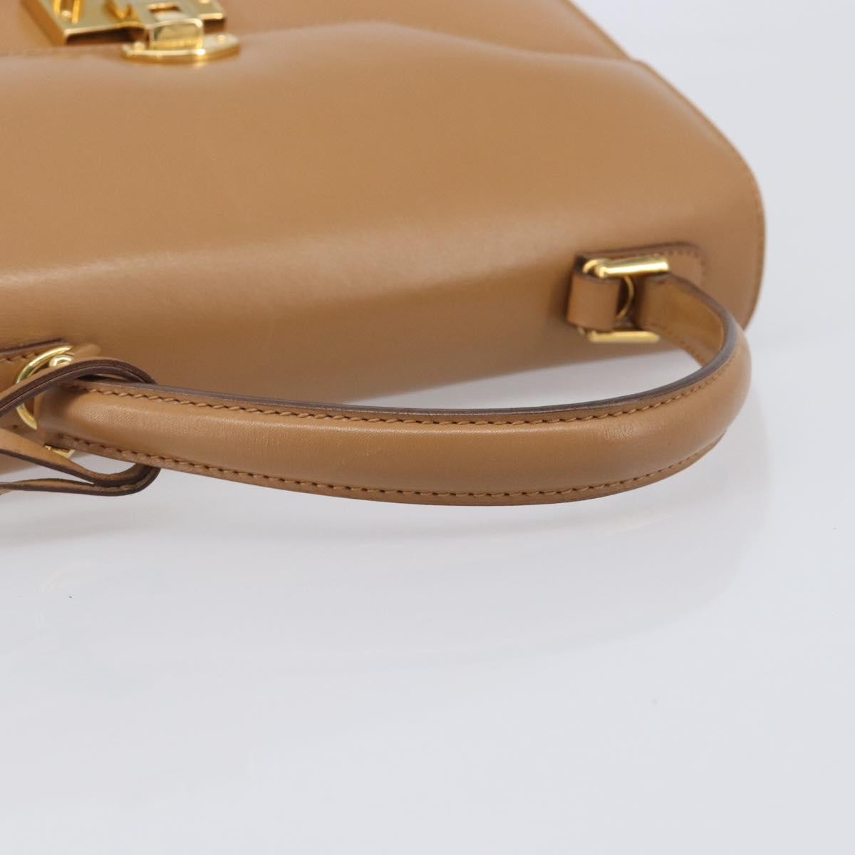 Gucci Vintage Lady Lock Top Handle Leather, Beige, Leather, Handbag