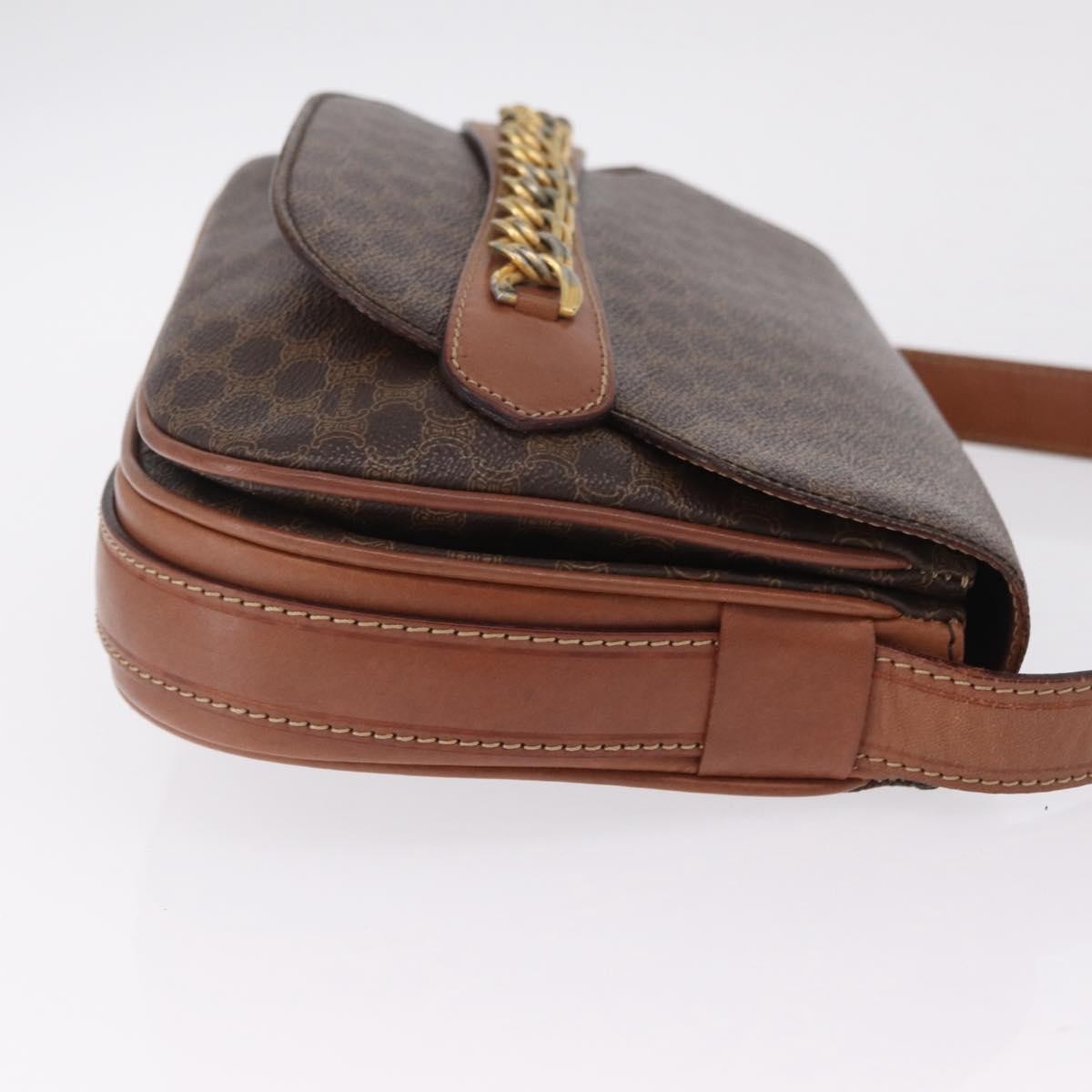 Celine Macadam Shoulder Canvas, Brown, Canvas, Crossbody Bag