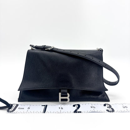 Balenciaga Downtown Soft Hourglass Leather, Black, Leather, Shoulder Bag