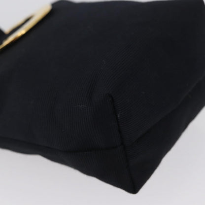 Celine Circle Logo Pouch Canvas, Black, Canvas, Clutch