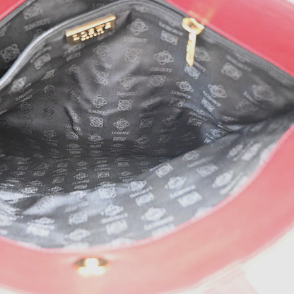 Loewe Anagram Leather, Red, Suede, Tote Bag