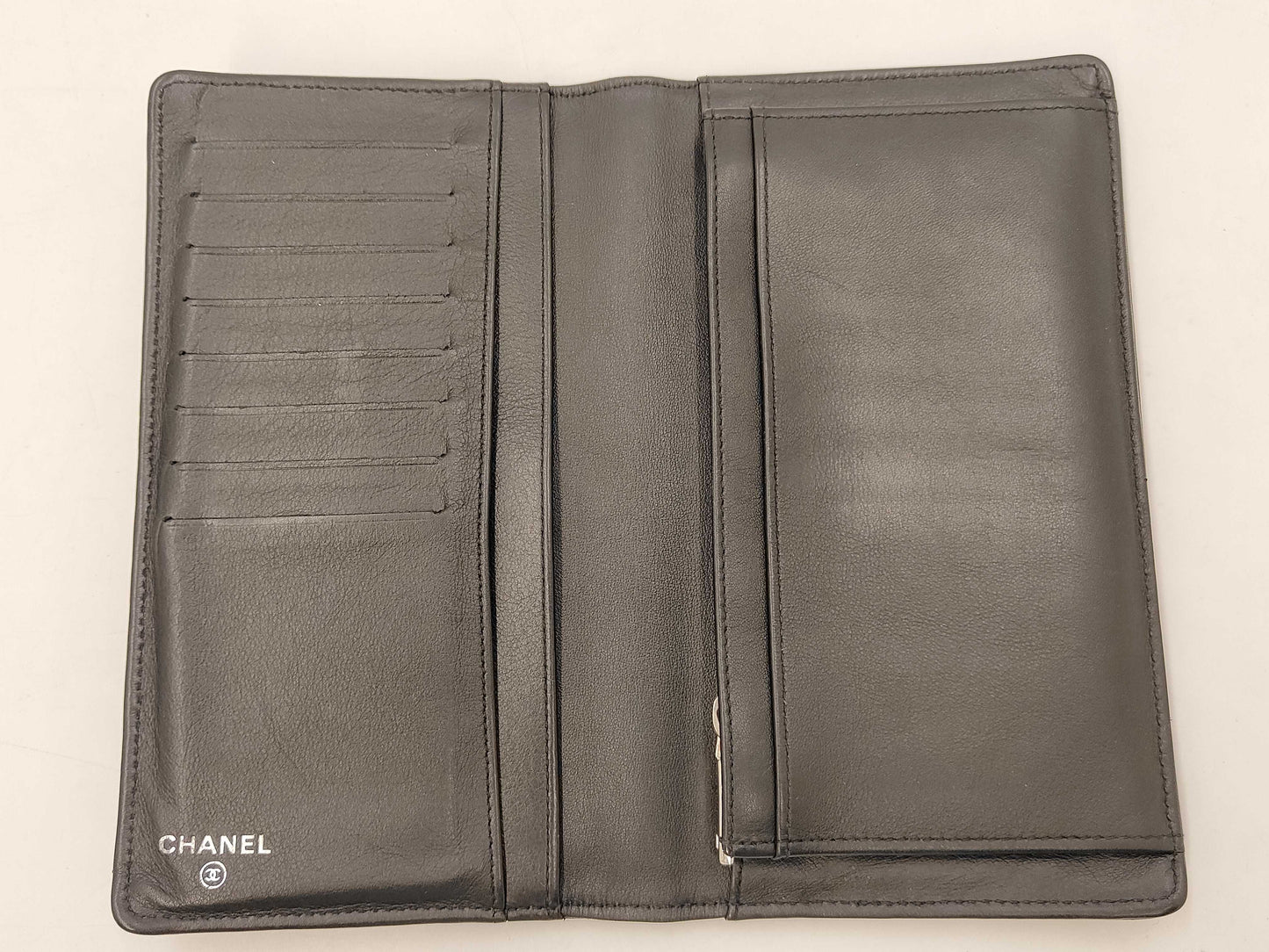 Chanel Bi-Fold Wallet Leather, Black, Leather, Wallet