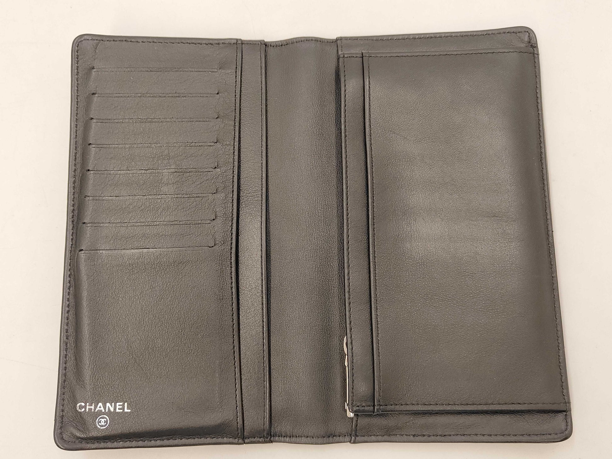Chanel Bi-Fold Wallet Leather, Black, Leather, Wallet