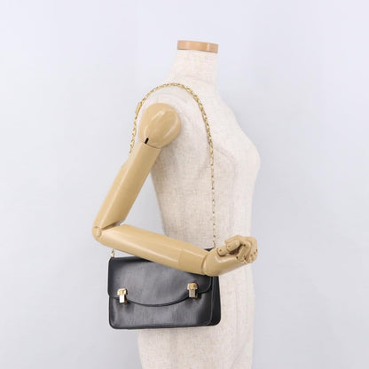 Celine Shoulder Leather, Black, Leather, Shoulder Bag