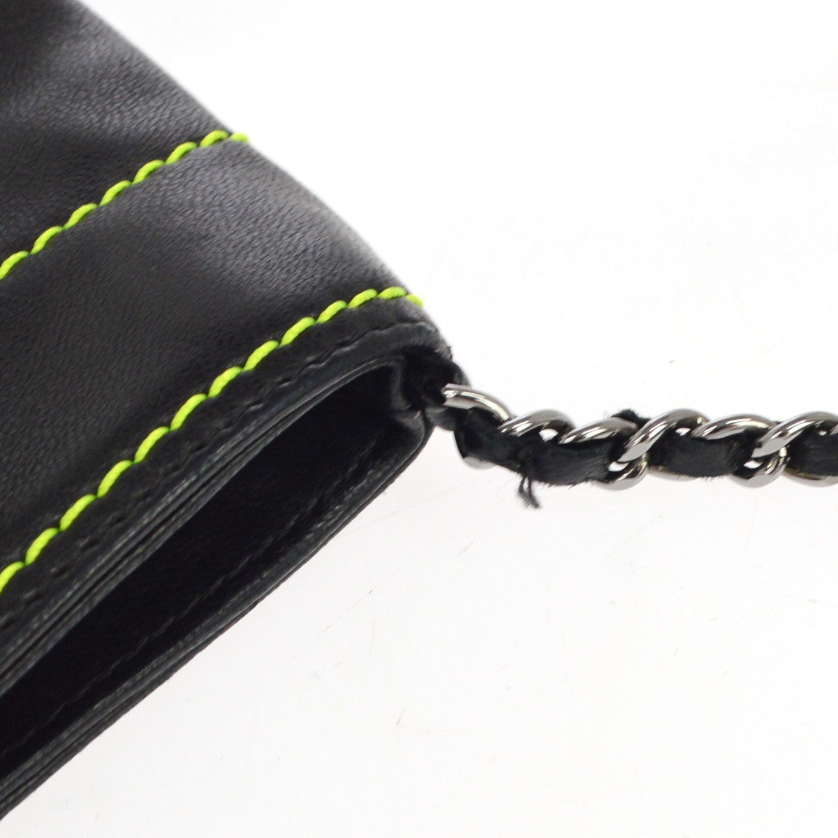 Chanel Lax Pochette Leather, Black, Leather, Clutch
