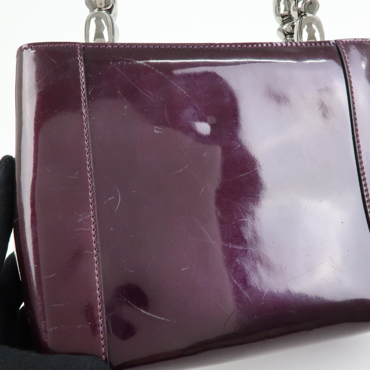 Christian Dior Handbag Leather, Purple, Patent Leather, Handbag