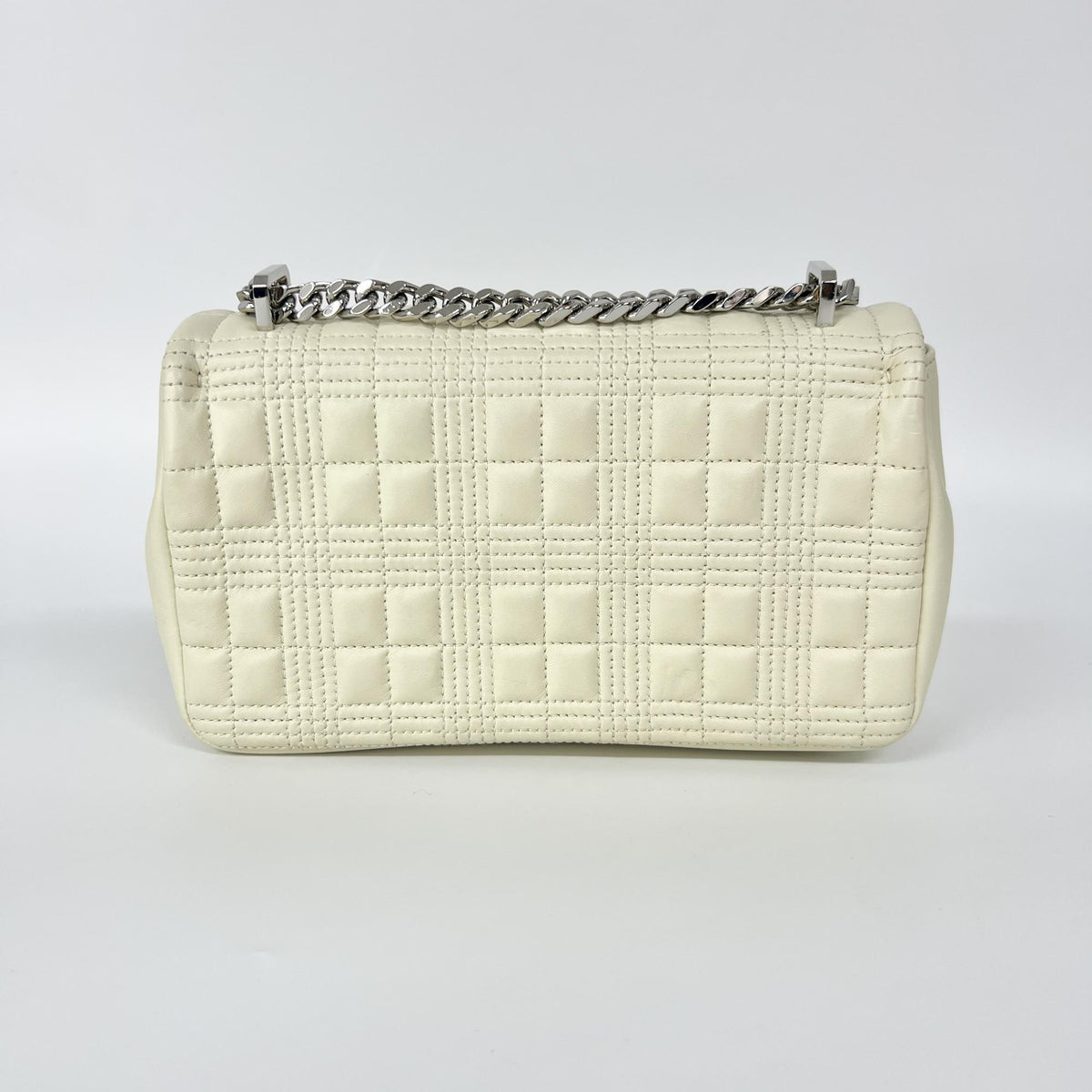 Burberry Lola Wallet on Chain Quilted Leather, Ecru, Leather, Crossbody Bag