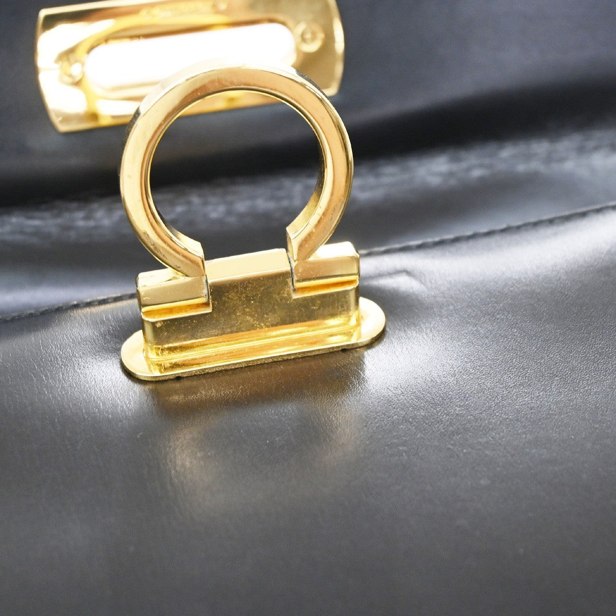 Salvatore Ferragamo Convertible Top Handle Leather, Black, Leather, Handbag