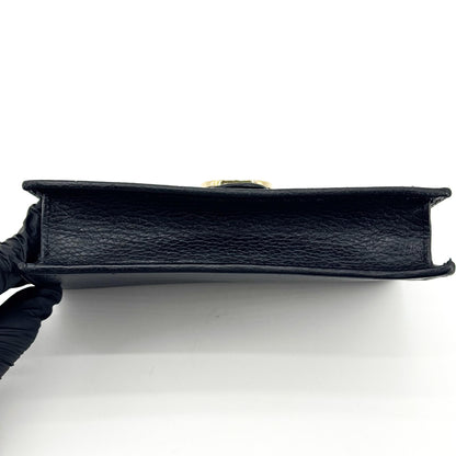 Gucci Interlocking Wallet on Chain Leather, Black, Leather, Shoulder Bag