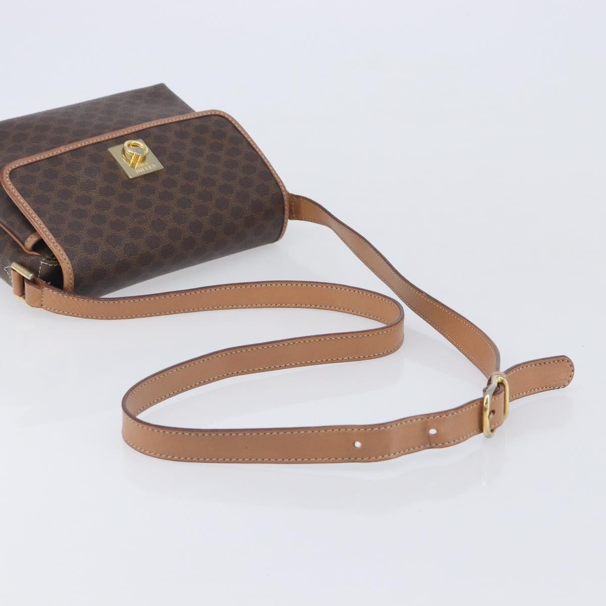 Celine Macadam Shoulder Canvas, Brown, Canvas, Crossbody Bag