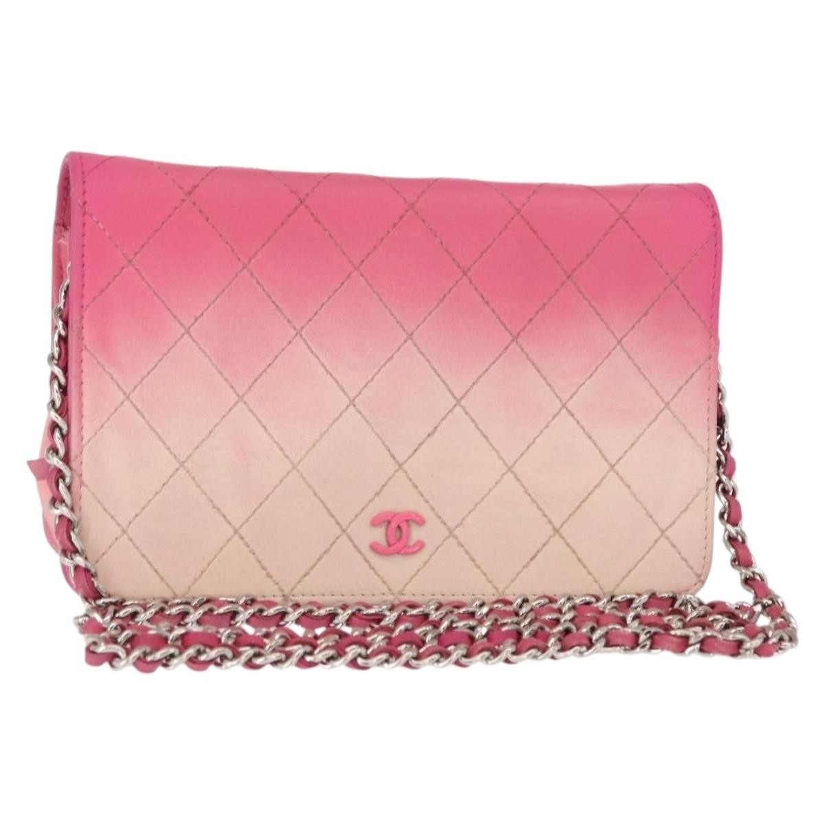 Chanel Wallet on Chain Quilted Ombre Lambskin, Pink, Leather, Crossbody Bag
